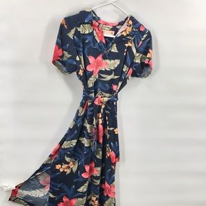 Caribbean Joe Floral Rayon 2 slit Dress